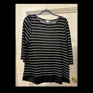 Black & White Talbots Size PL 3/4 Length Sleeve Tunic